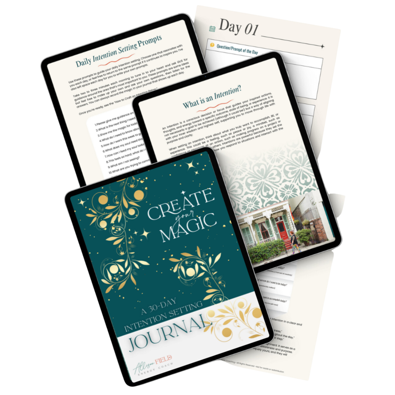 A promotional image including screenshots of an ebook entitled "Create Your Magic"